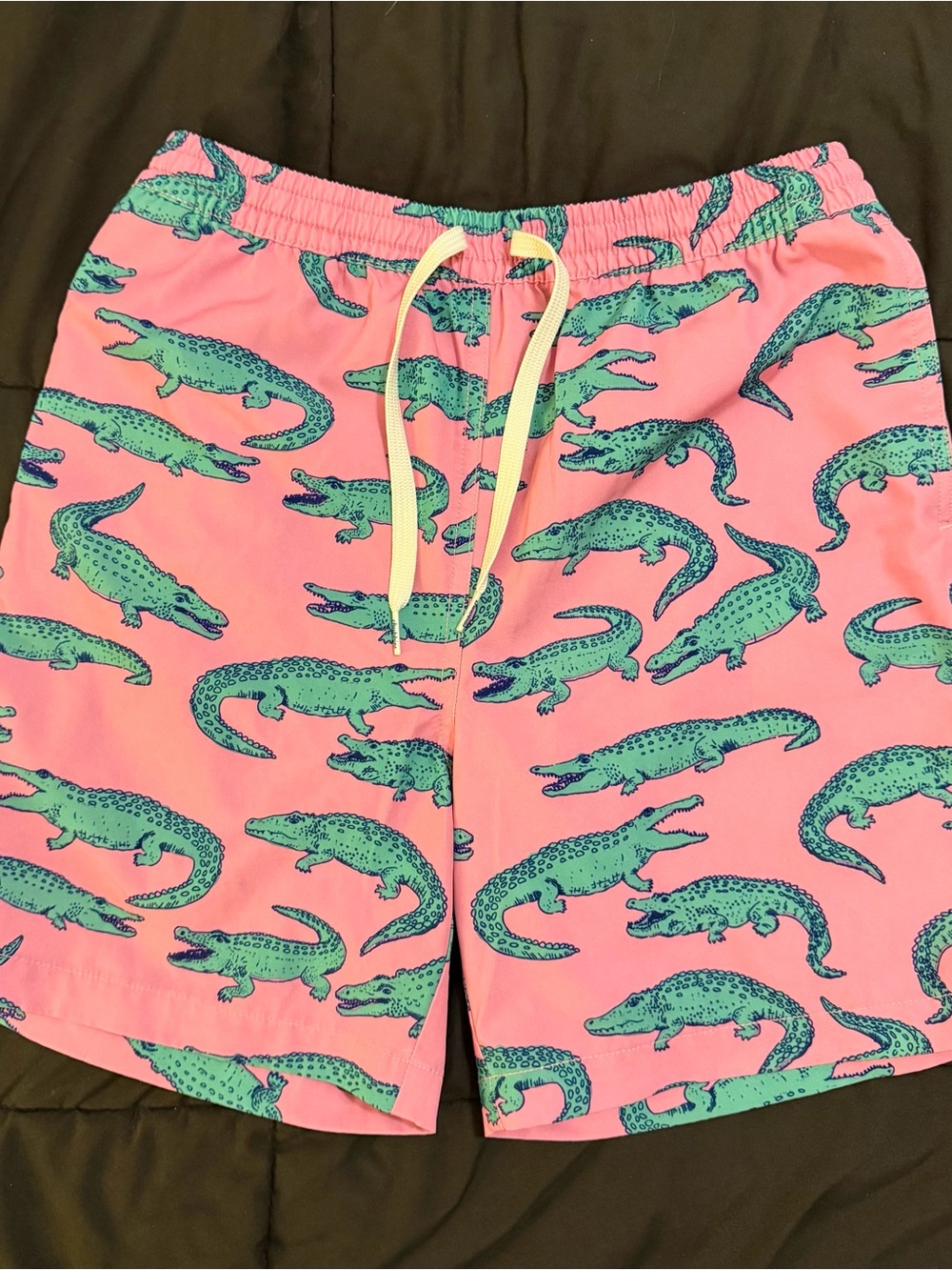 chubbies Pink Swim Shorts with Green Alligator Print